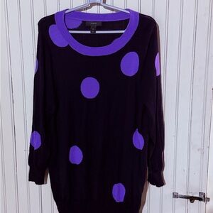 J. Crew Black and Purple Polka Dot Sweater
